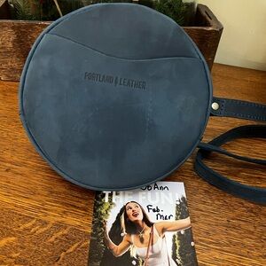 Portland Leather Deep Water (brushed navy) Small Circle Crossbody Bag